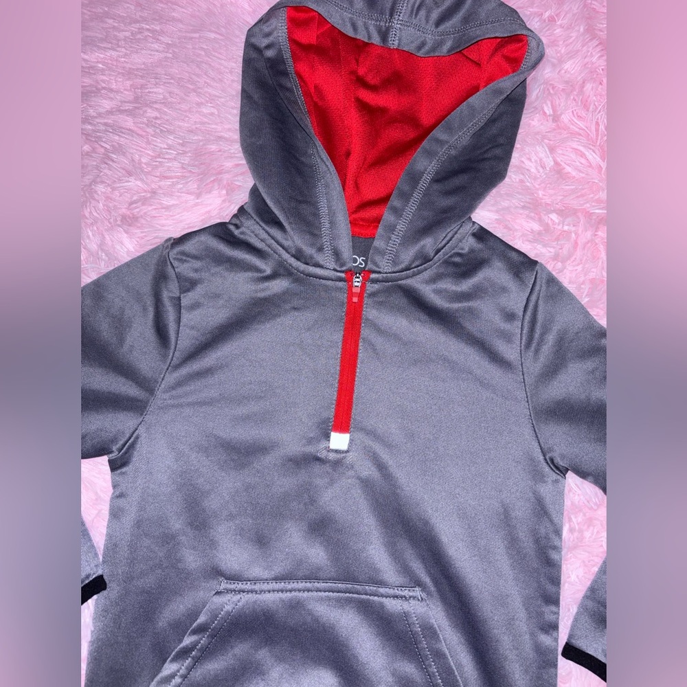 Gray and Red Boys Zip Up Hoodie - Size 4